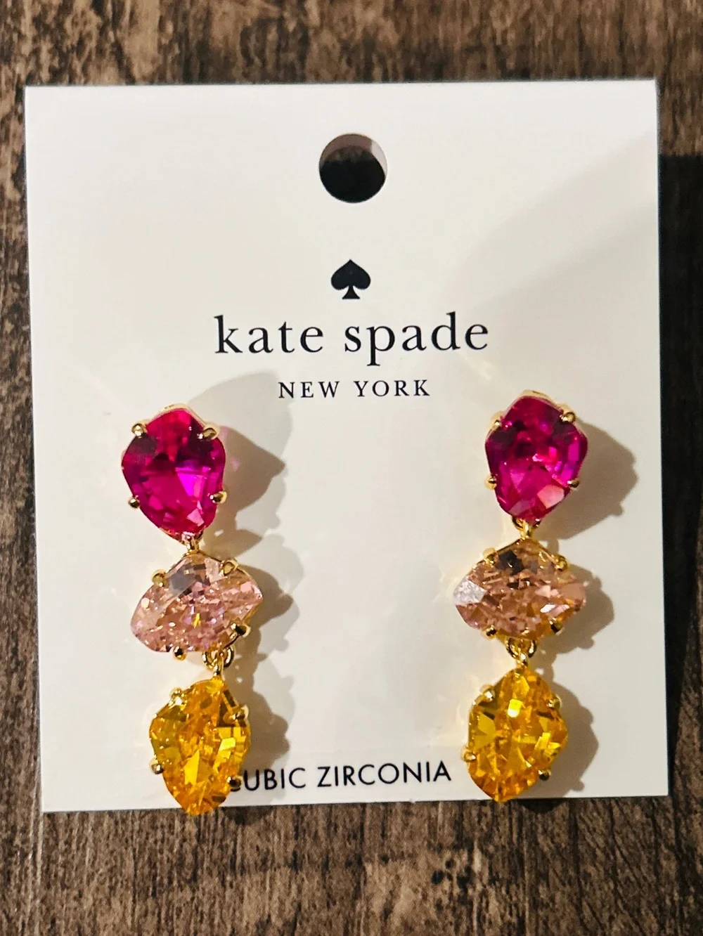 Kate Spade Pink, Light Pink & Yellow Triple Drop Treasure Trove Earrings